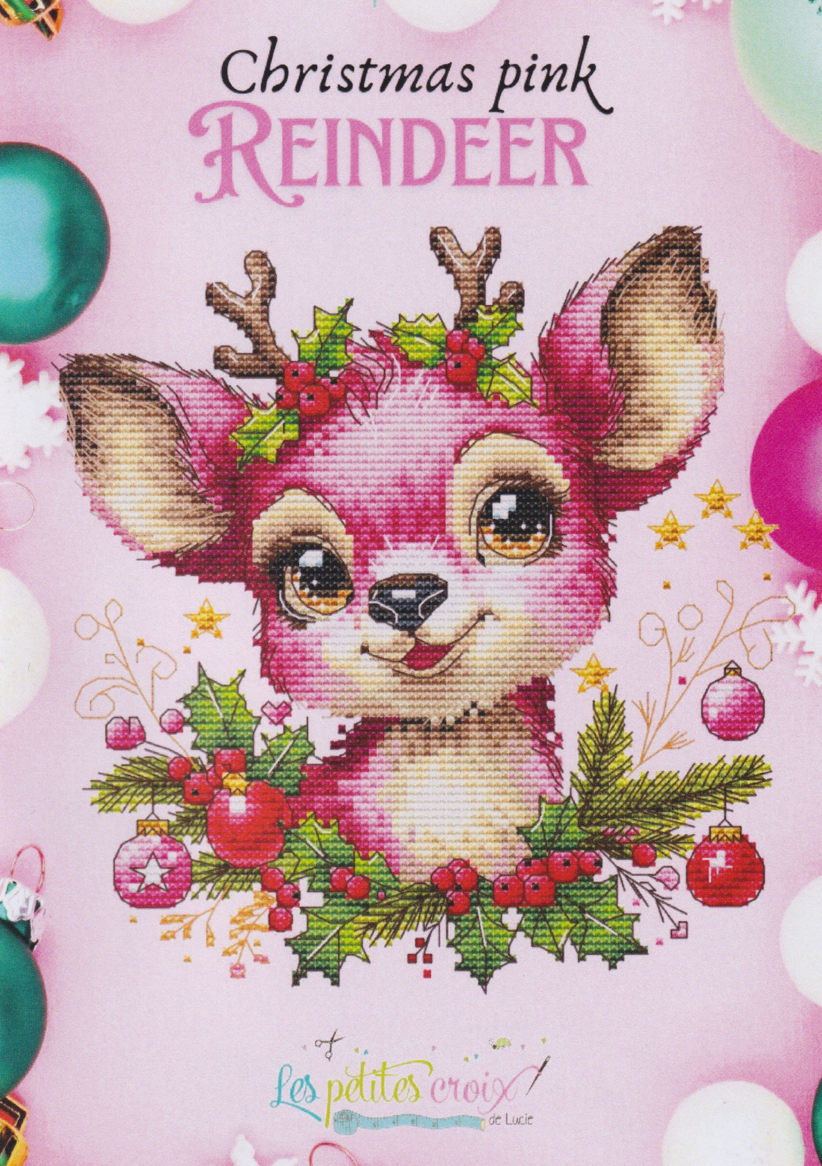Christmas Pink Reindeer - Cross Stitch Pattern