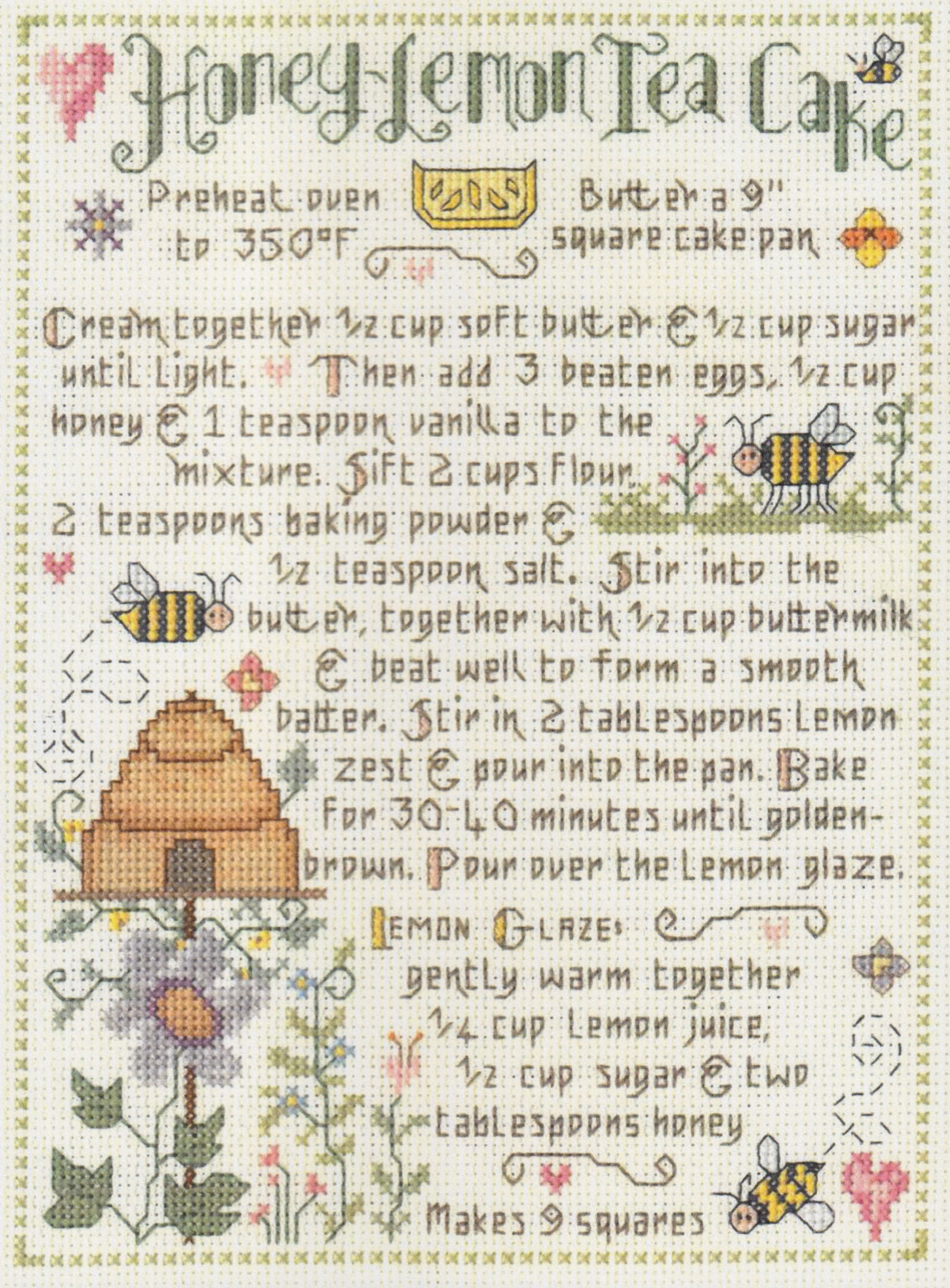 Honey Lemon Tea Cake - Cross Stitch Pattern