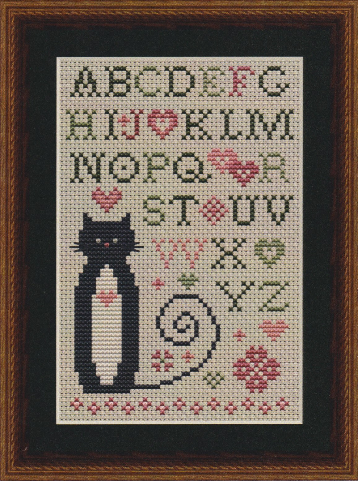 Heart Alphabet Cat - Cross Stitch Pattern