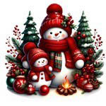 Snowmen Family Magnet - Christmas Needle Minder