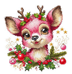 Christmas Pink Reindeer Magnet - Needle Minder