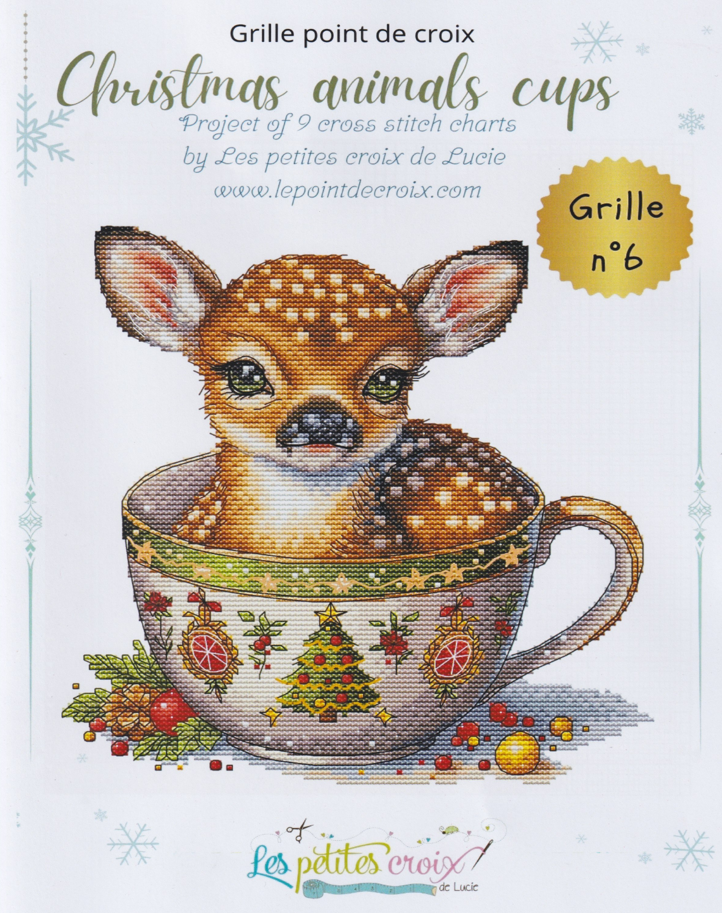 Christmas Animal Cup Reindeer - Cross Stitch Pattern
