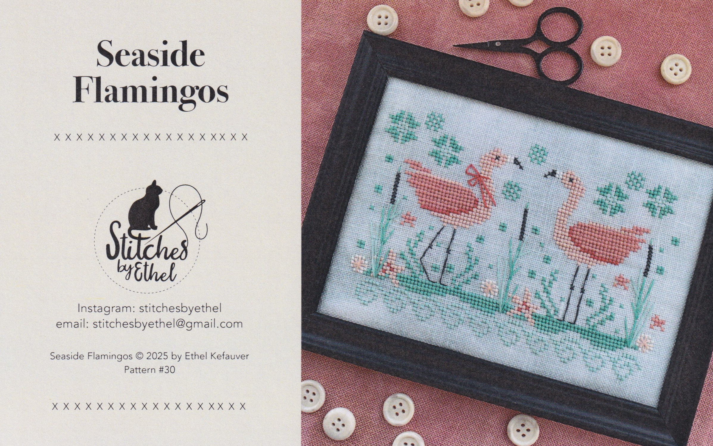 Seaside Flamingos - Cross Stitch Pattern