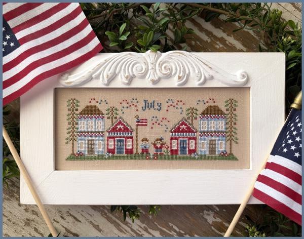 July Mini Village - Patriotic Cross Stitch Pattern