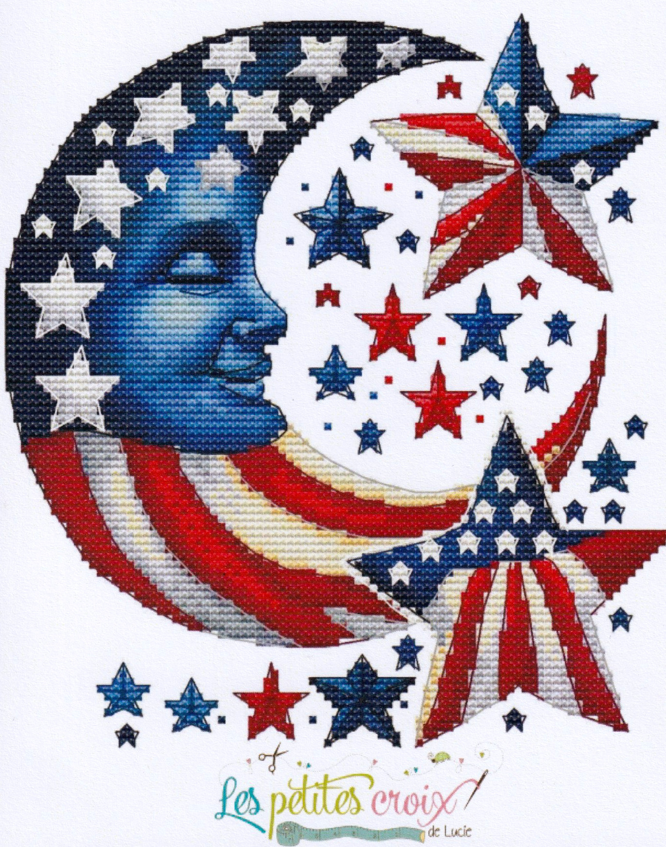Patriotic Moon - Cross Stitch Pattern