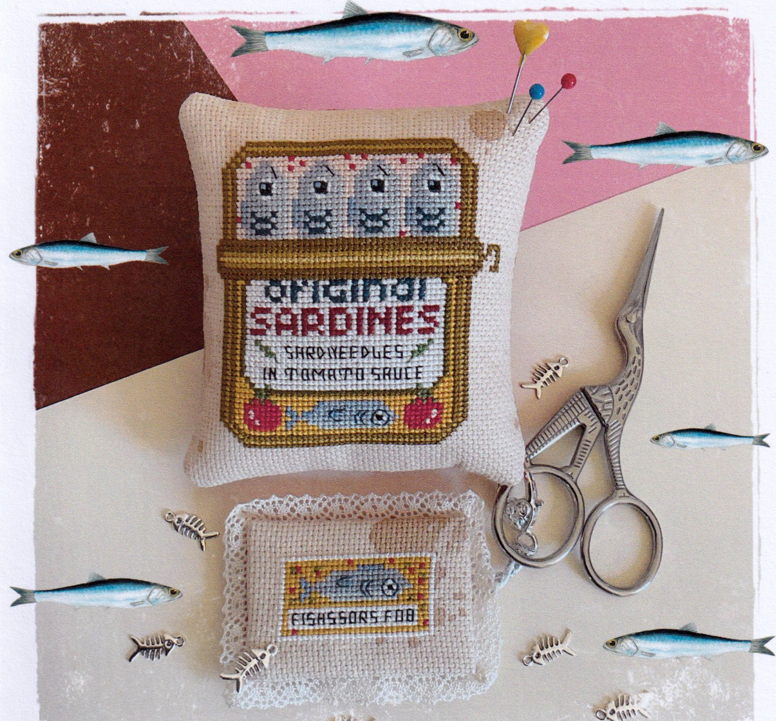 Sardneedles & Fishssors Fob - Cross Stitch Pattern 