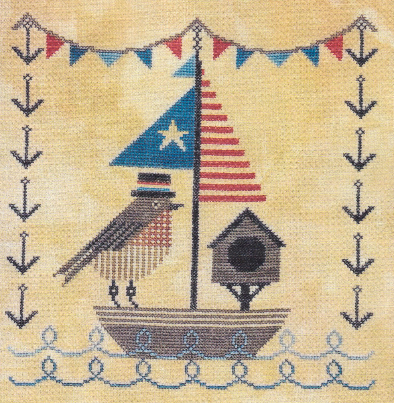Summer Sailing With Mr. Robin - Cross Stitch Pattern