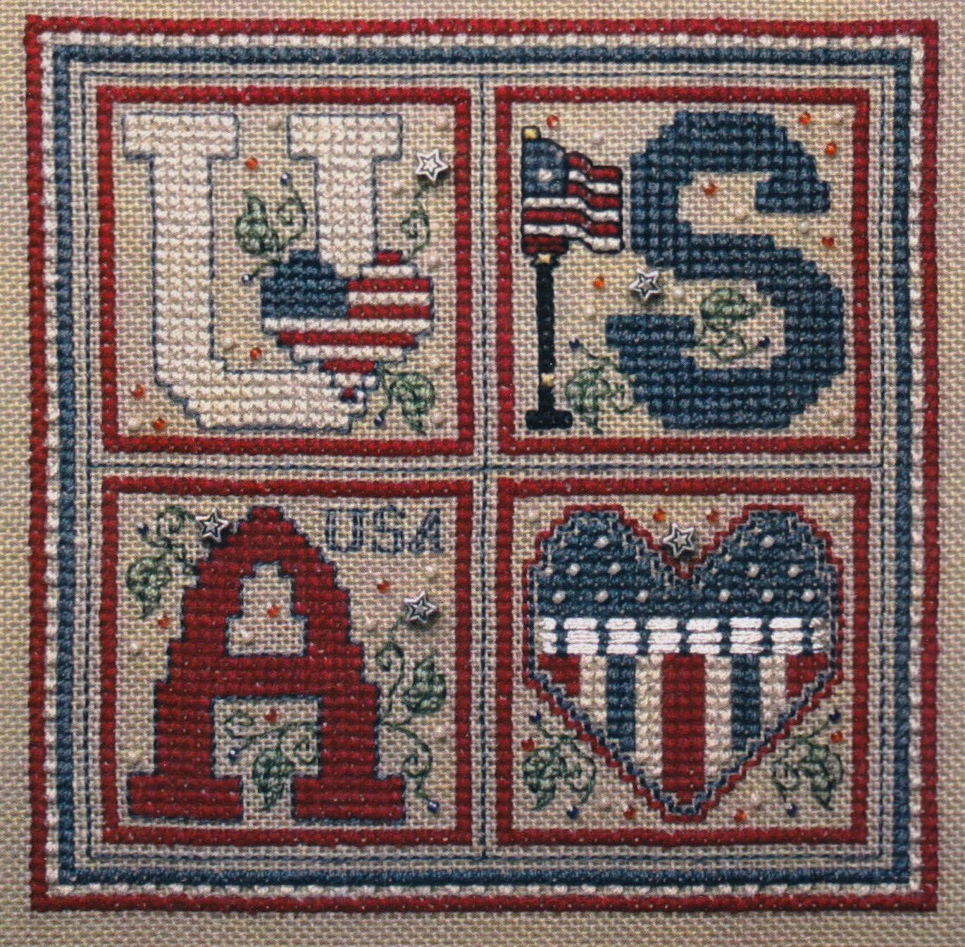 USA Square - Patriotic Cross Stitch Pattern 