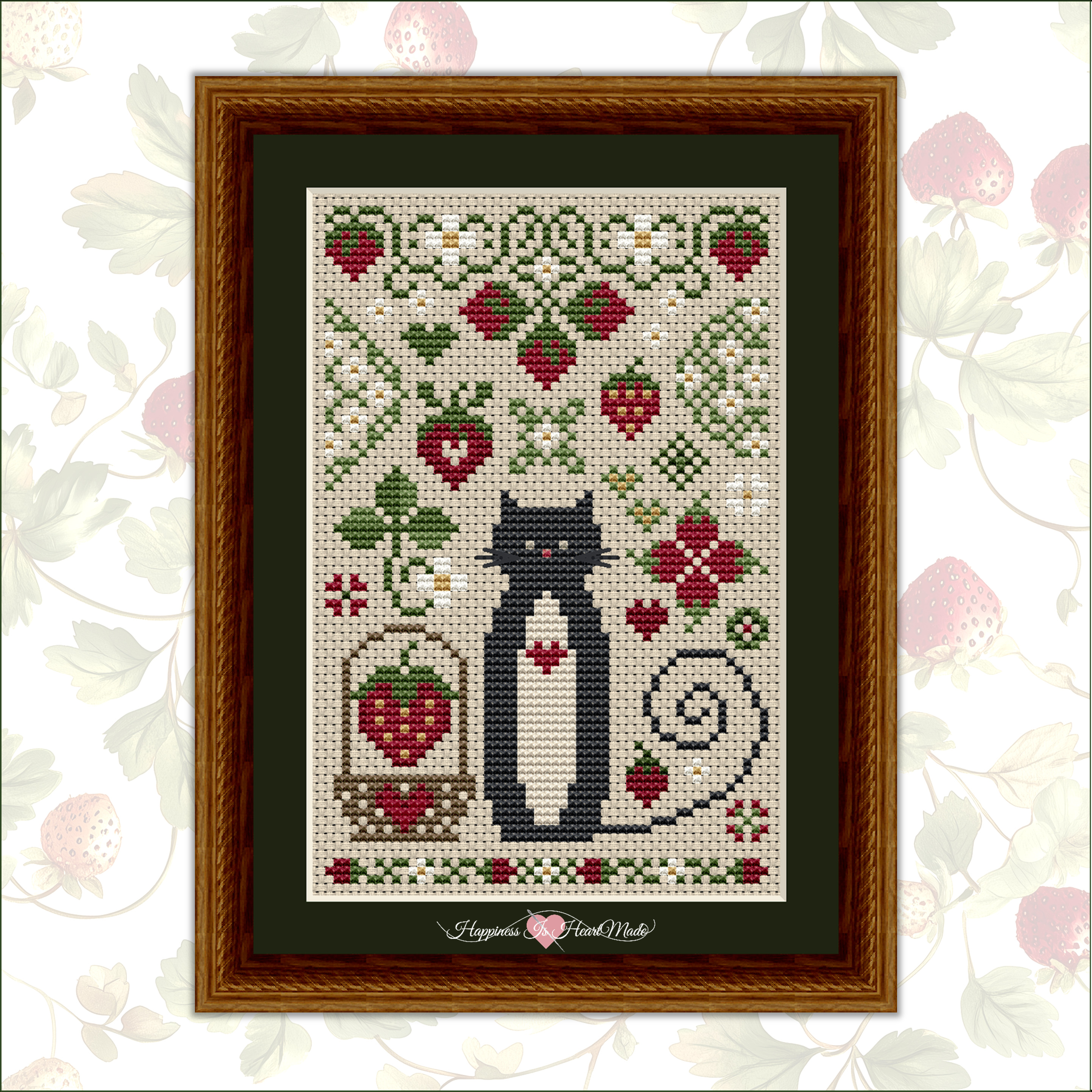 Strawberry Cat - Cross Stitch Pattern