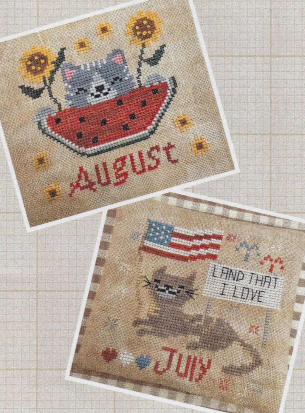 Cats Of The Month - July & August - Cross Stitch Pattern