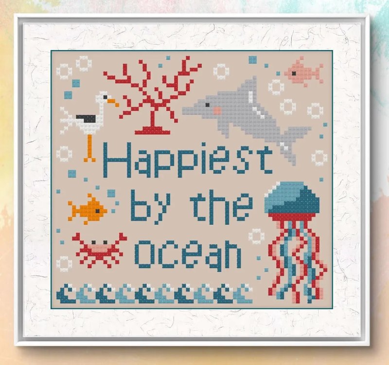 Happiest By The Ocean - Cross Stitch Pattern