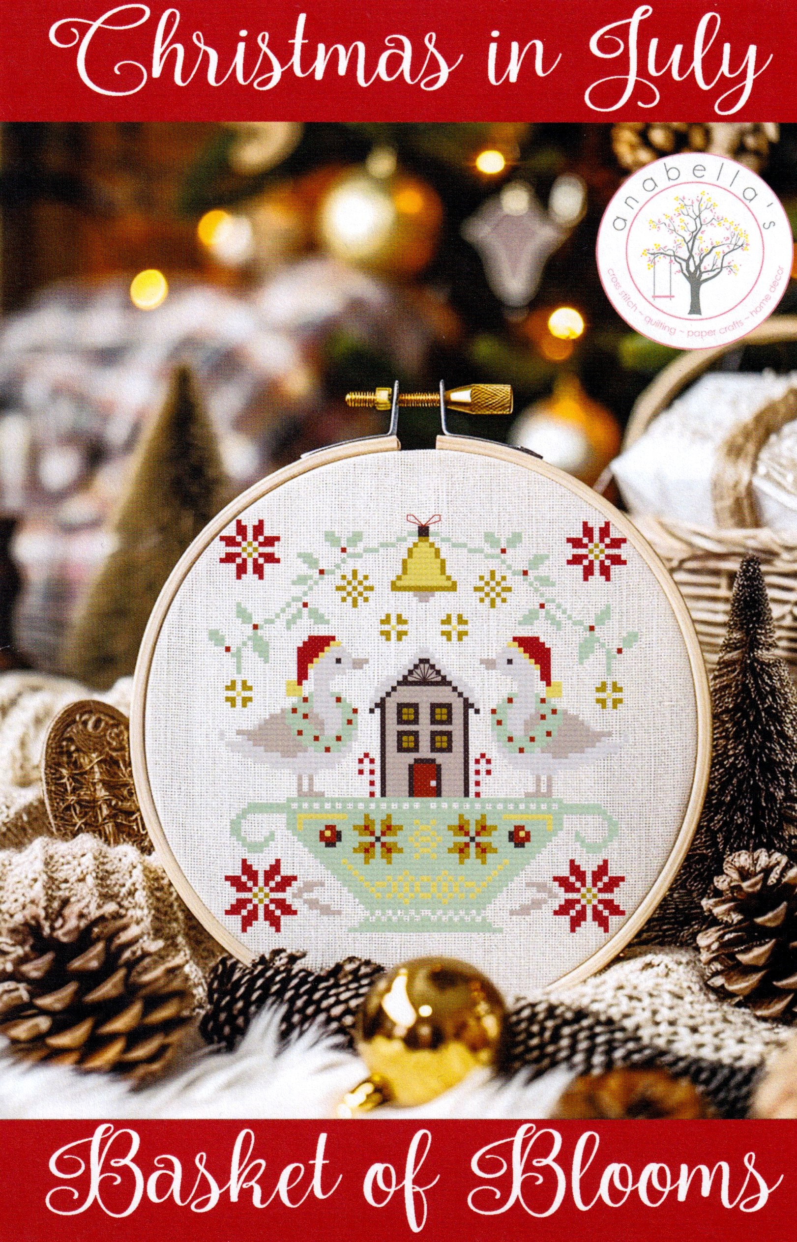 Christmas In July Basket Of Blooms - Cross Stitch Pattern