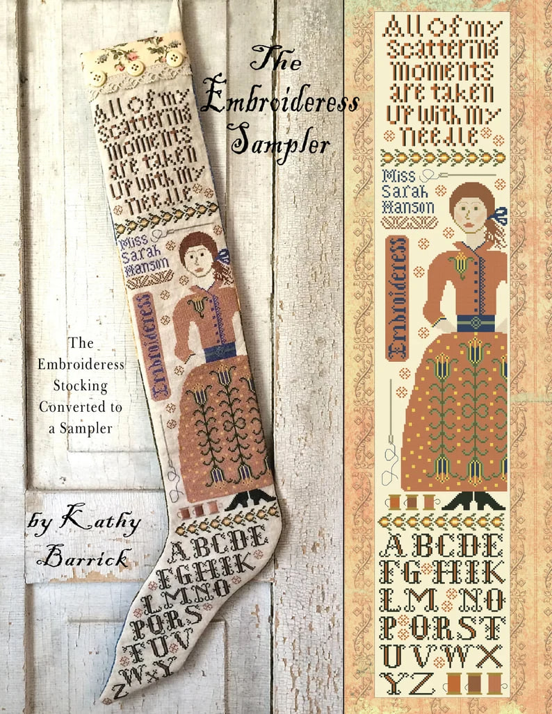 Embroideress Stocking & Sampler - Cross Stitch Pattern