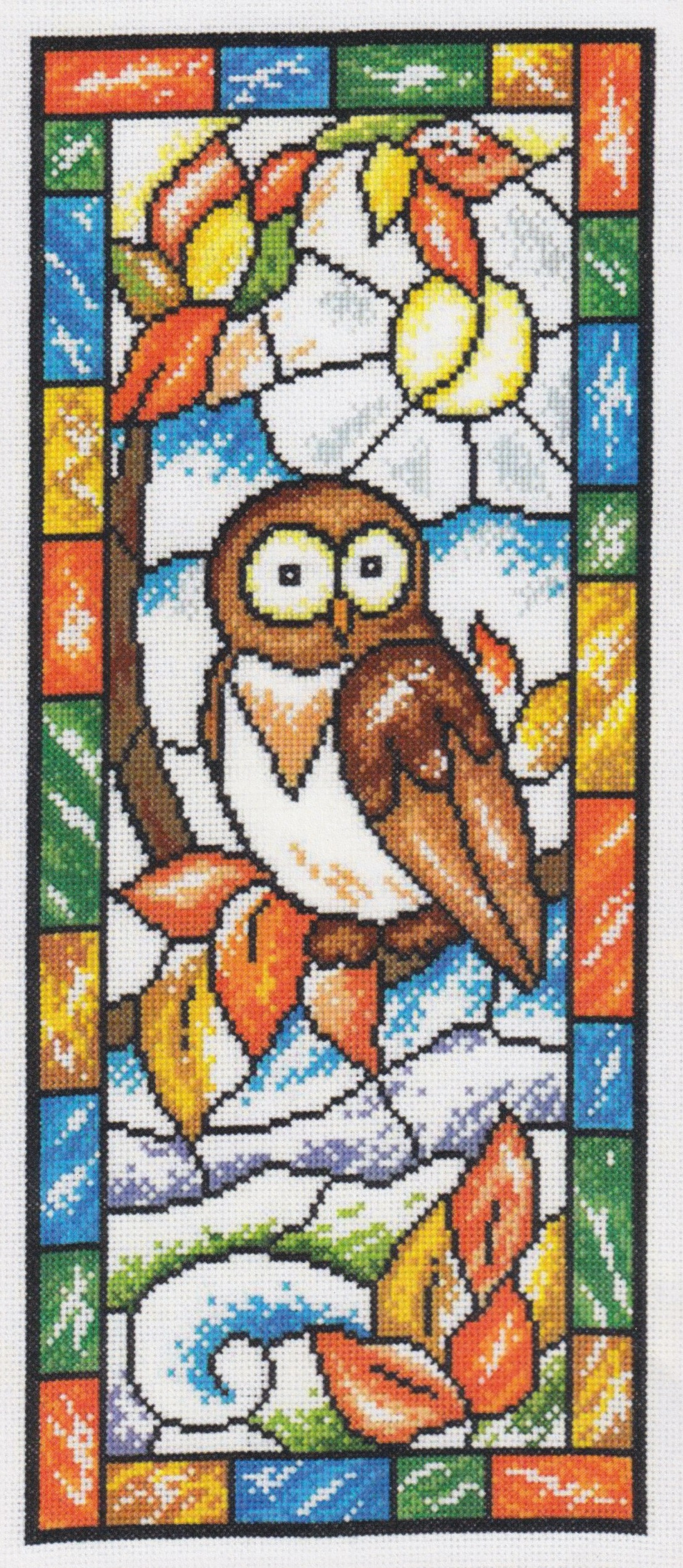 Stained Glass Autumn Owl - Cross Stitch Pattern 