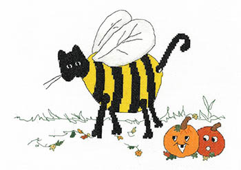 Bee-ware Of The Cat - Halloween Cross Stitch Pattern 