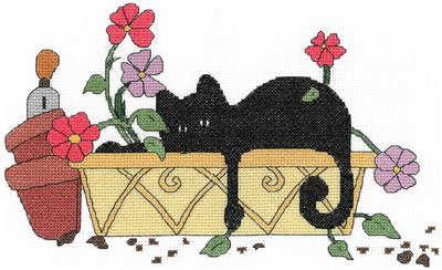 Catnap In The Garden - Cross Stitch Pattern