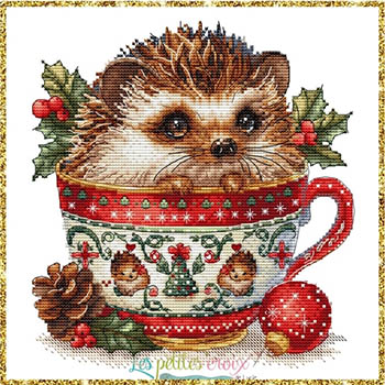 Christmas Animals Cup Hedgehog - Cross Stitch Pattern