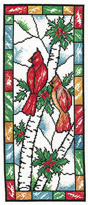 Stained Glass Winter Cardinal - Christmas Pattern