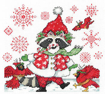 Rockin' Raccoon Christmas - Cross Stitch Pattern