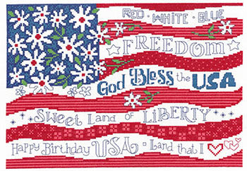 Red, White & Bloom - Patriotic Cross Stitch Pattern