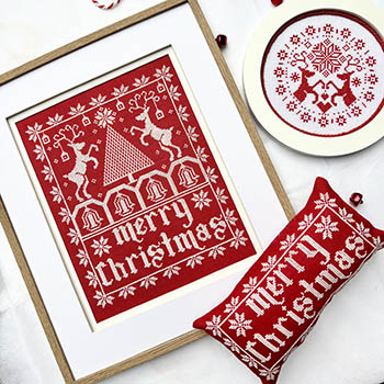 Yuletide In Red & White - Christmas Cross Stitch Pattern