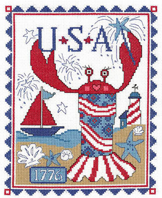 Liberty Lobster - Patriotic Cross Stitch Pattern