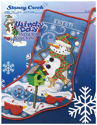 Windy Day Snowman Stocking - Christmas Cross Stitch Pattern