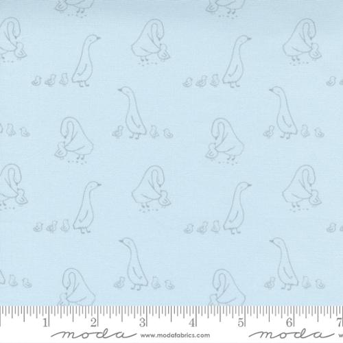 Little Ducklings Blue - Duck Walk Baby Drawing - Fabric