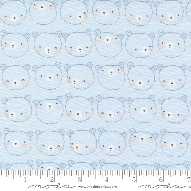 D Is For Dream Blue - Baby Bear Face - Quilt Fabric