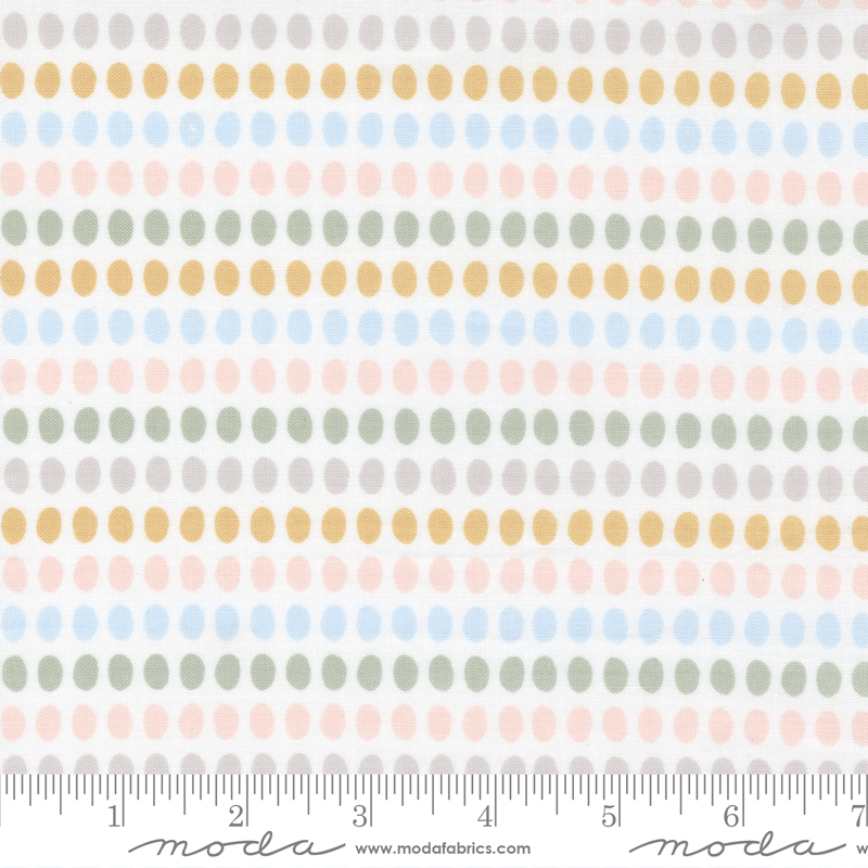 D Is For Dream White Multi - Stripe Dots - Quilt Fabric
