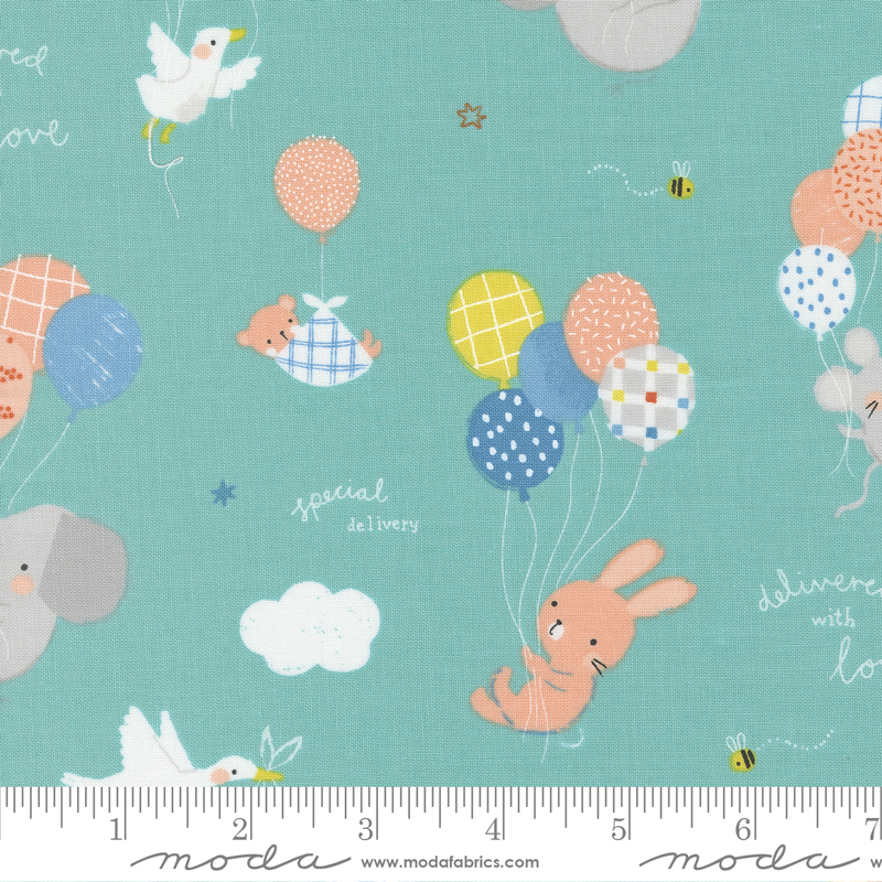 Delivered With Love Aqua - Special Delivery - Quilt Fabric