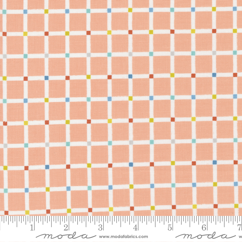 Delivered With Love Peachy - Grid Check - Quilt Fabric