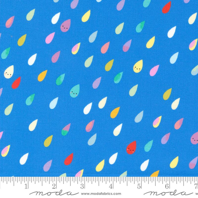 Whatever The Weather Raindrops - Bright Sky - Quilt Fabric