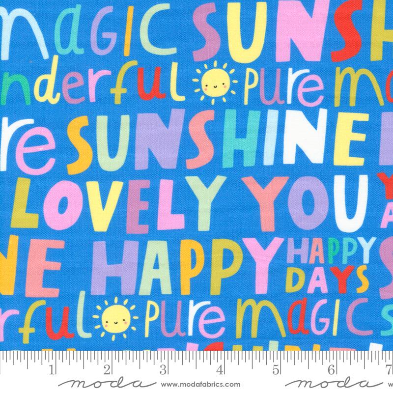 Whatever The Weather Typography - Bright Sky - Quilt Fabric