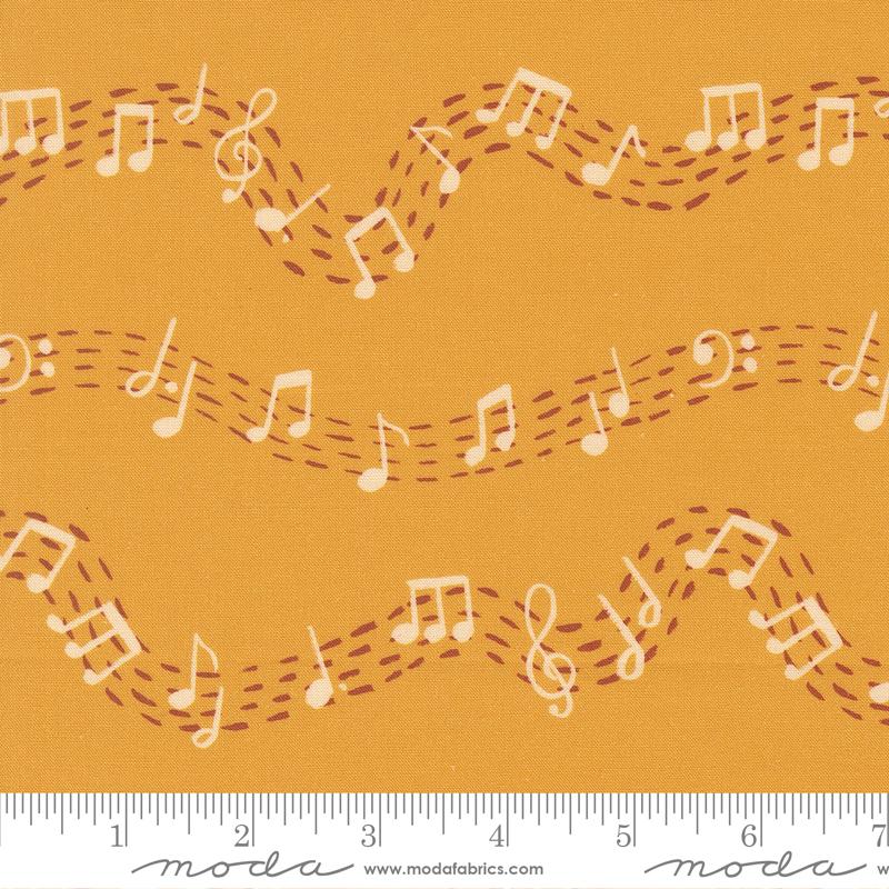 For My Boys Milo Music Notes Honey - Quilt Fabric