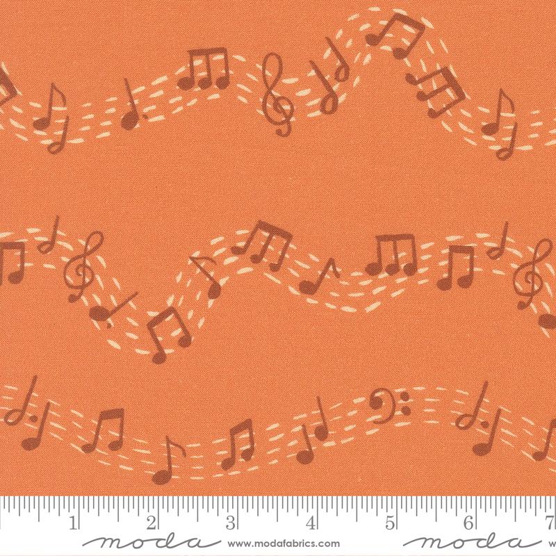 For My Boys Milo Music Notes Peach - Quilt Fabric