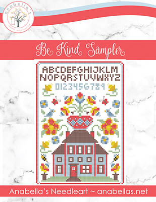 Be Kind Sampler - Cross Stitch Pattern, zoomed in. Select this picture to zoom back out.
