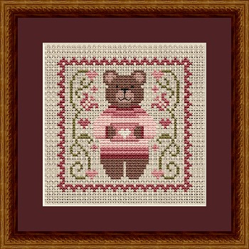 Sent With Love Teddy Bear - Valentines Cross Stitch Pattern
