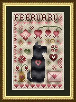 Scottie February Dog - Valentines Cross Stitch Pattern