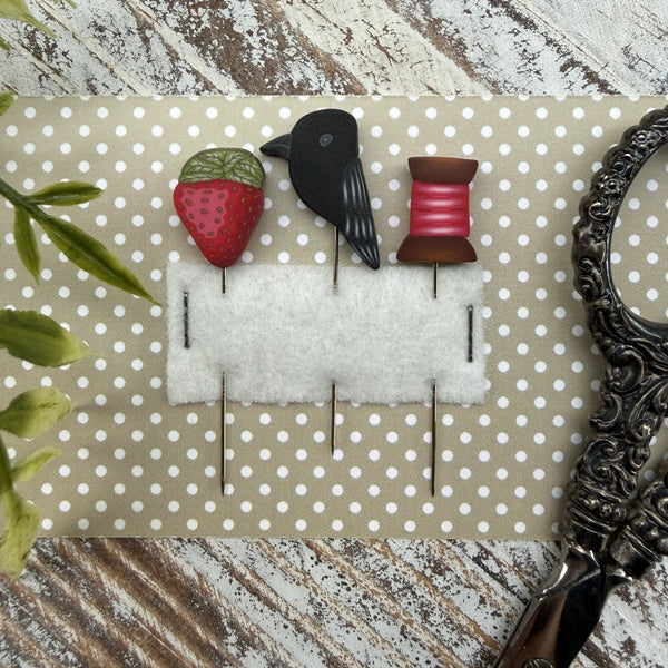 Strawberry And Thread Pins 