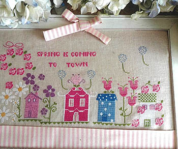 Spring Is Coming To Town - Cross Stitch Pattern, zoomed in. Select this picture to zoom back out.