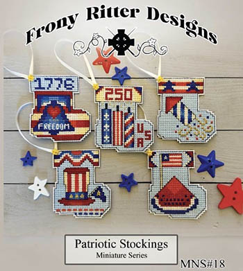 Patriotic Stockings Christmas Ornament Cross Stitch Pattern