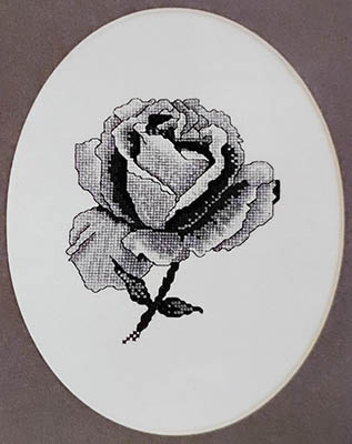Black Rose - Cross Stitch Pattern, zoomed in. Select this picture to zoom back out.