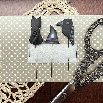 Ophelia Pin Set (Cat, Witch Hat, Bird) 