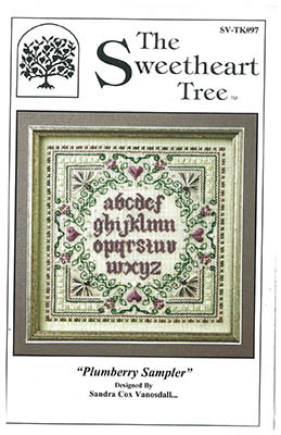 Plumberry Sampler - Cross Stitch Pattern, zoomed in. Select this picture to zoom back out.