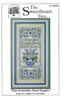 Tiny Periwinkle Floral Sampler - Cross Stitch Pattern, zoomed in. Select this picture to zoom back out.