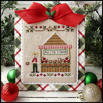 Mulled Cider Stand  - Christmas Cross Stitch Pattern, zoomed in. Select this picture to zoom back out.