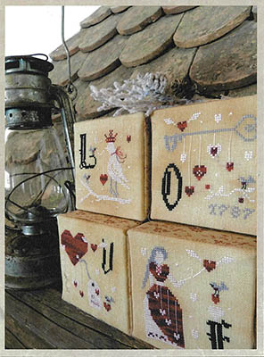 Love Cubes St. Valentine's Ornaments - Cross Stitch Pattern, zoomed in. Select this picture to zoom back out.