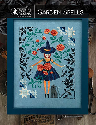 Garden Spells - Halloween Cross Stitch Pattern, zoomed in. Select this picture to zoom back out.