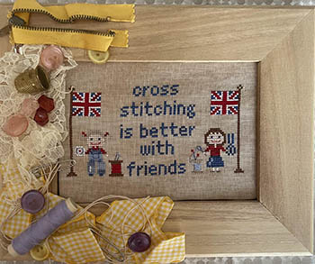 Cross Stitching Is Better With Friends Cross Stitch Pattern, zoomed in. Select this picture to zoom back out.
